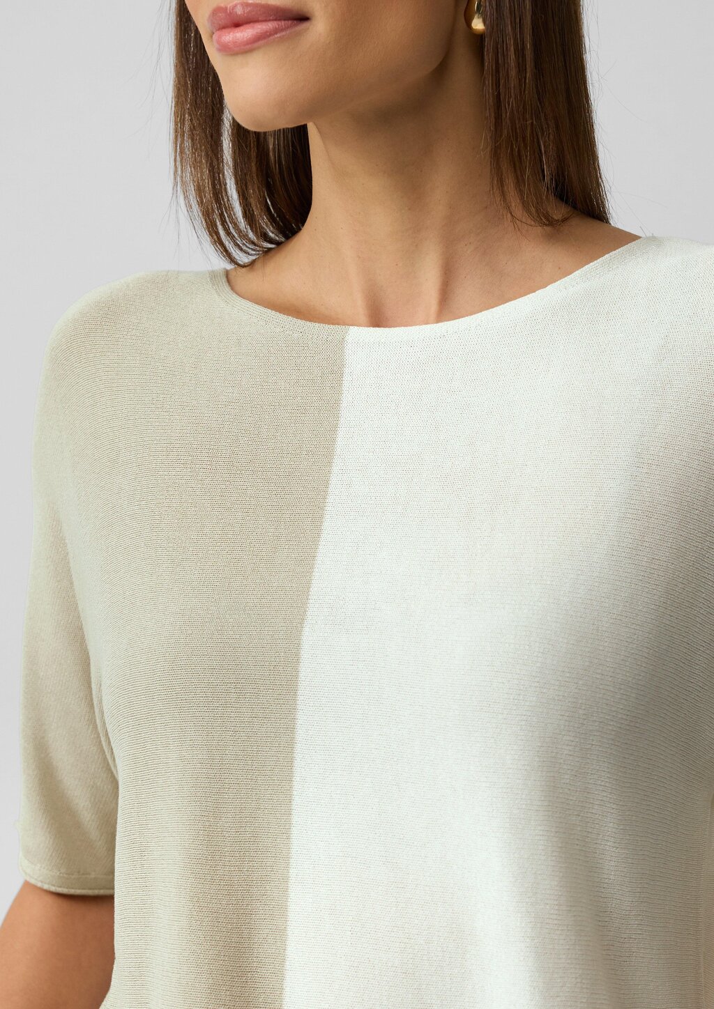 Feiner Strickshirt in Colour-Blocking-Optik