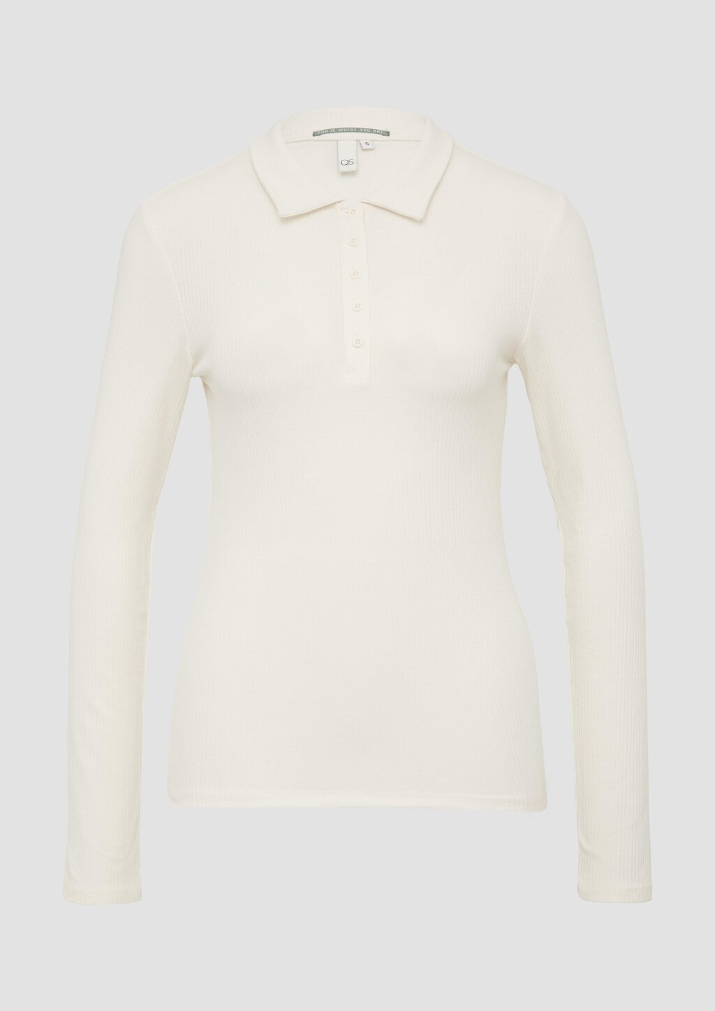 Schmal geschnittenes Rippshirt mit Polokragen