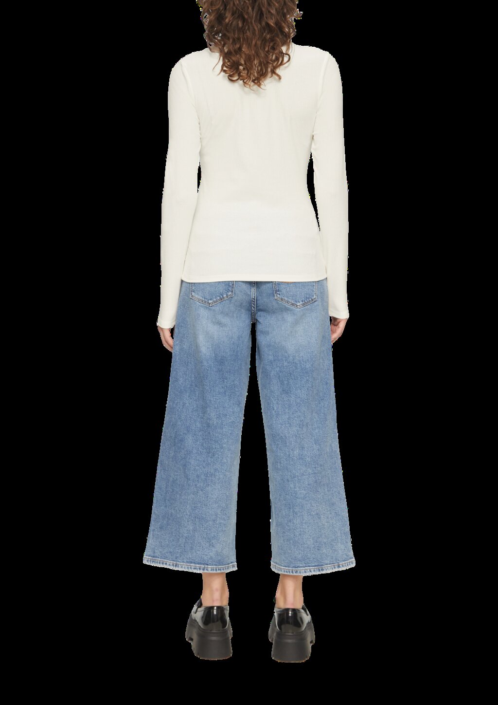 Schmal geschnittenes Rippshirt mit Polokragen