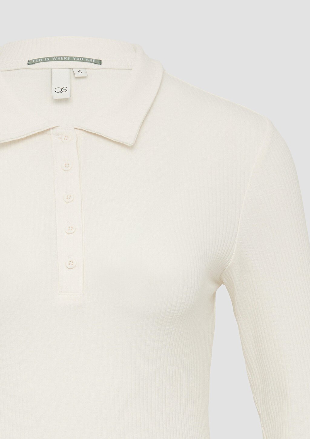 Schmal geschnittenes Rippshirt mit Polokragen