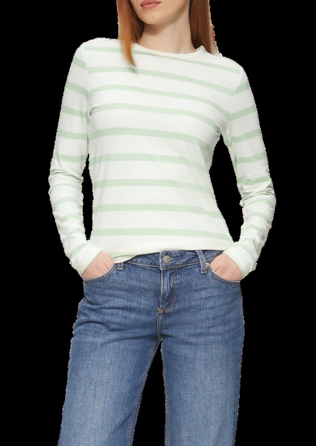 Schmales Ringelshirt mit Rundhalsausschnitt