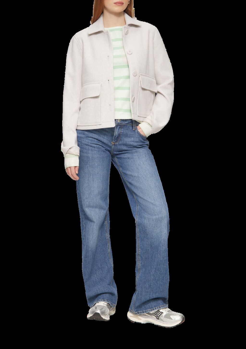 Schmales Ringelshirt mit Rundhalsausschnitt