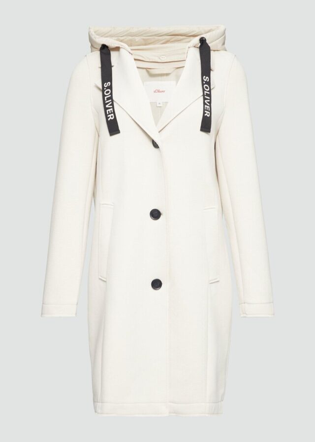 Mantel aus Scuba mit abnehmbarem Kapuzenkragen