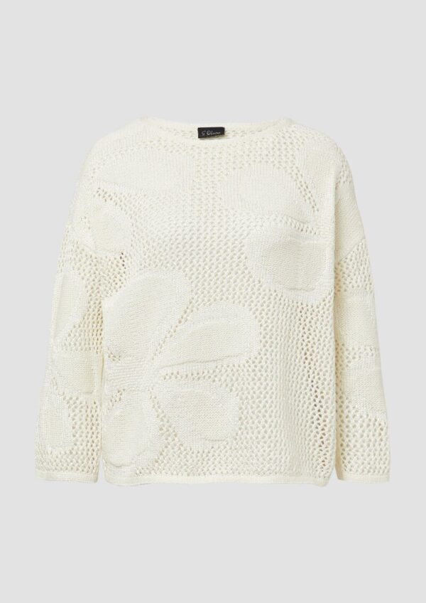 Pullover im Loose Fit mit floralem Strickmuster