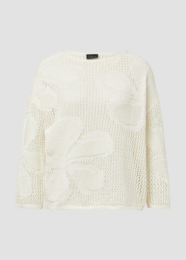 Pullover im Loose Fit mit floralem Strickmuster