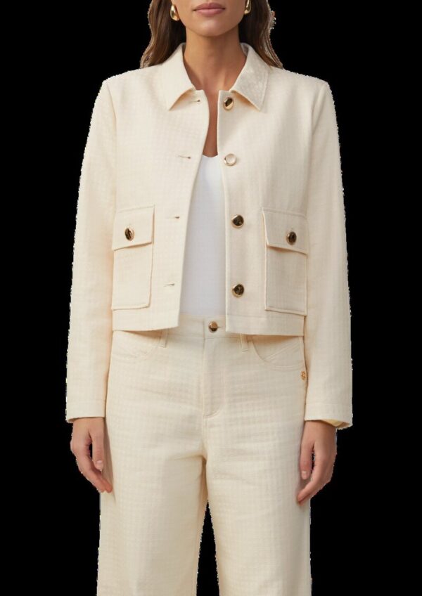 Leichte Jacke mit Strukturmuster und goldfarbenen Knöpfen