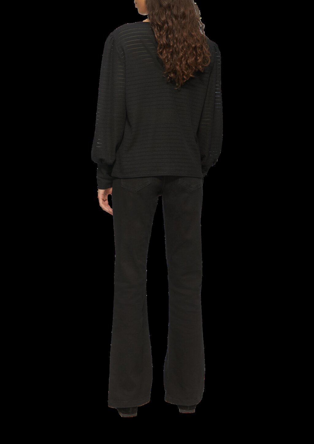 Strukturiertes Langarmshirt mit Puffärmeln