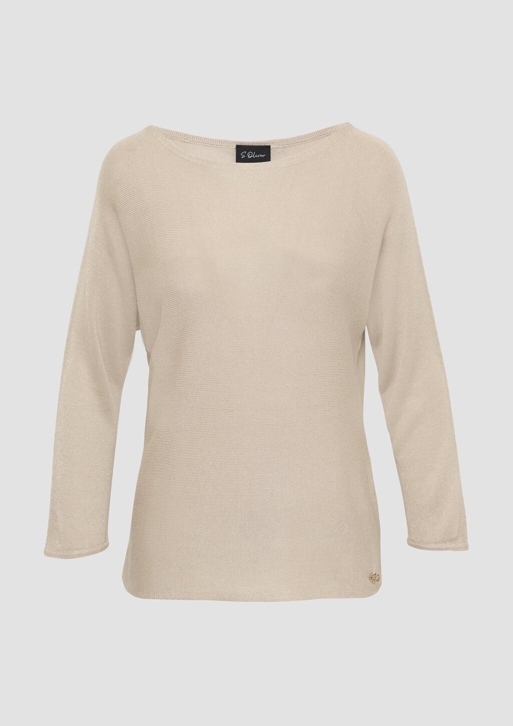 Feinstrickpullover mit Glitzergarn und Fledermausärmeln