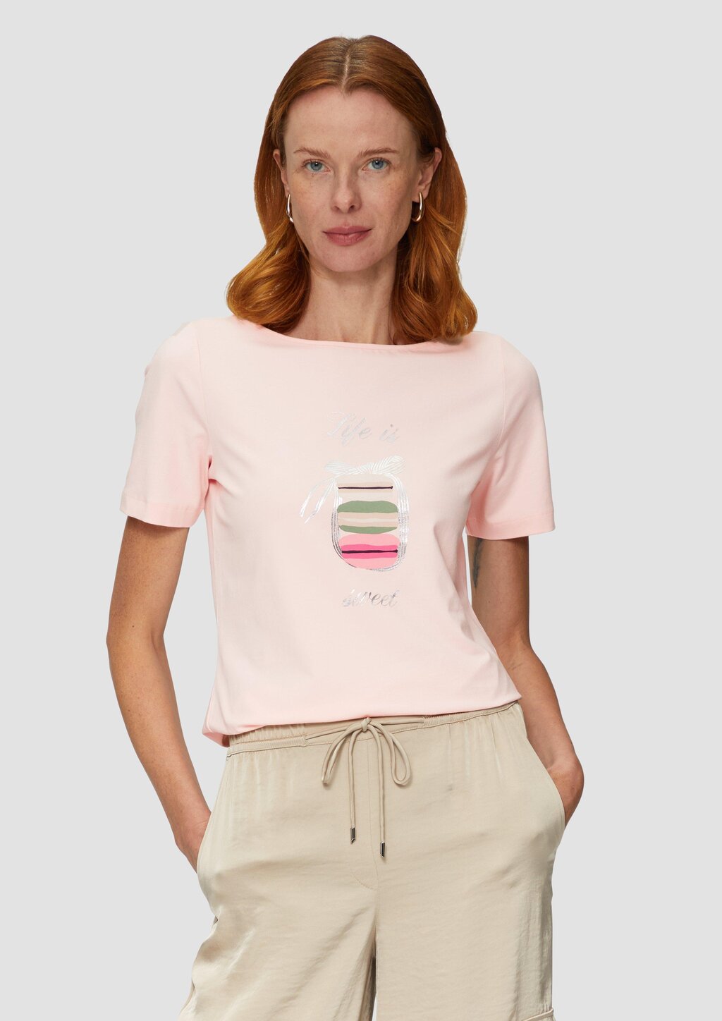 T-Shirt mit Metallicprint auf der Front