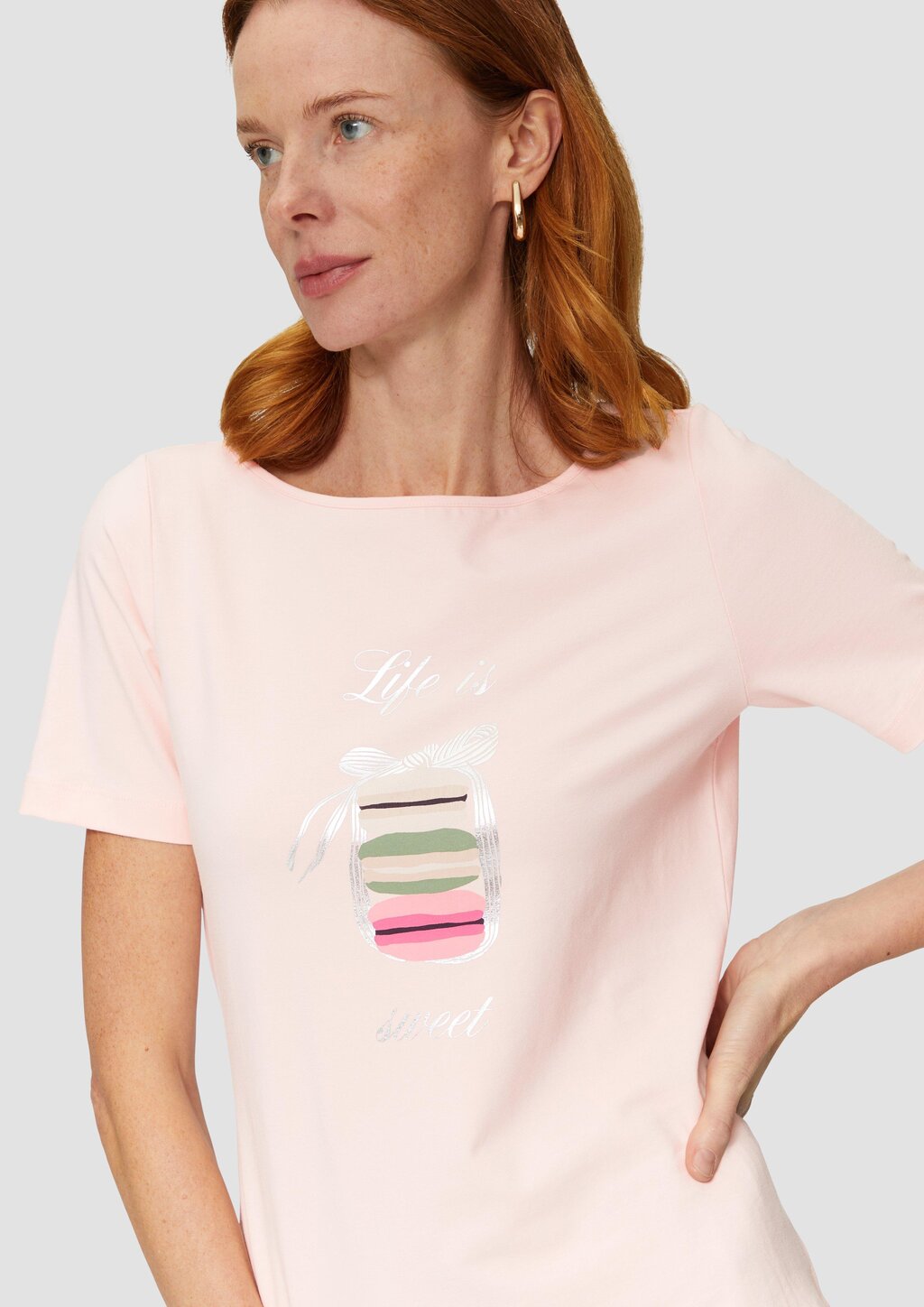 T-Shirt mit Metallicprint auf der Front