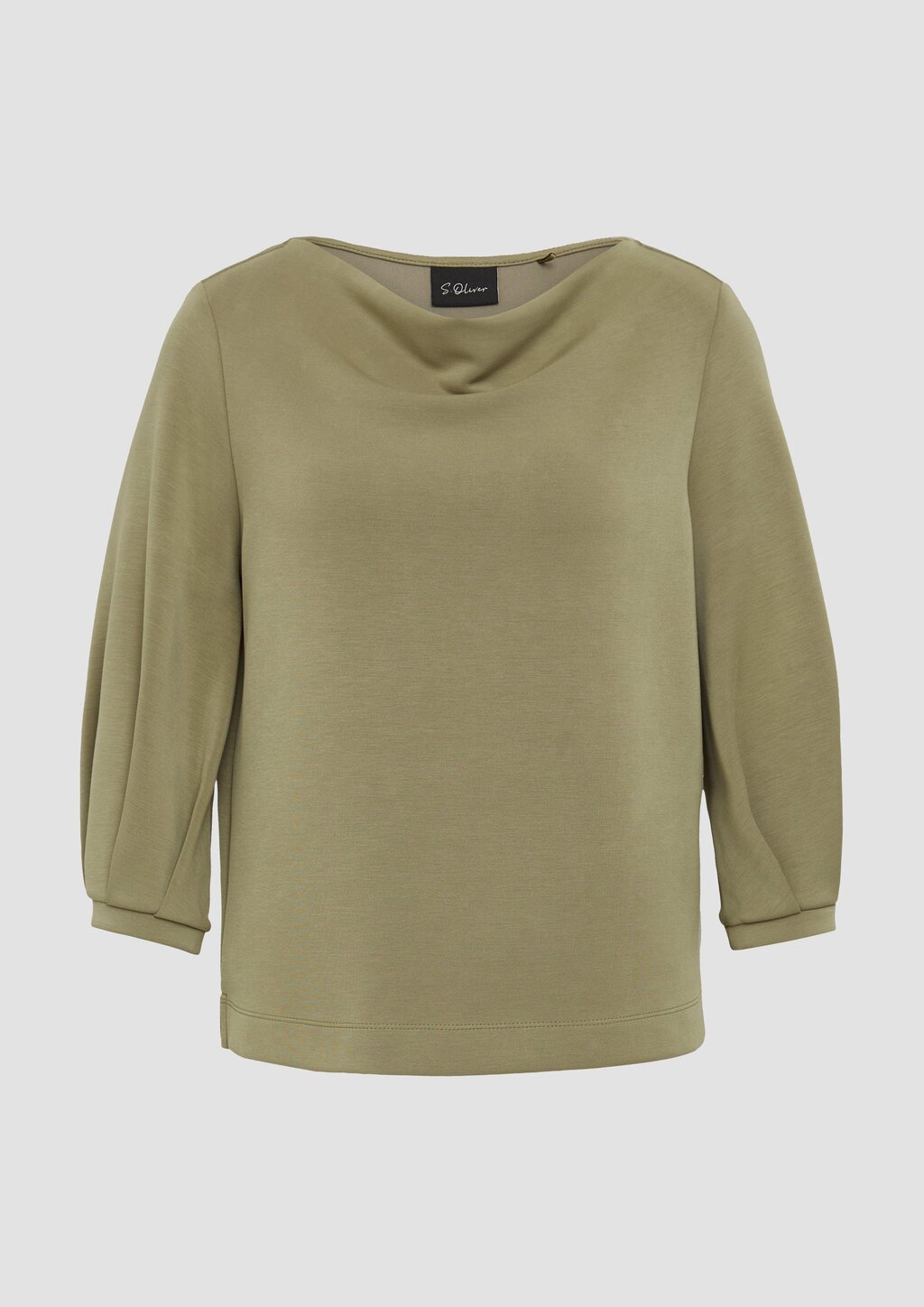 Loose-Fit-Shirt aus Interlockjersey mit Wasserfall-Ausschnitt