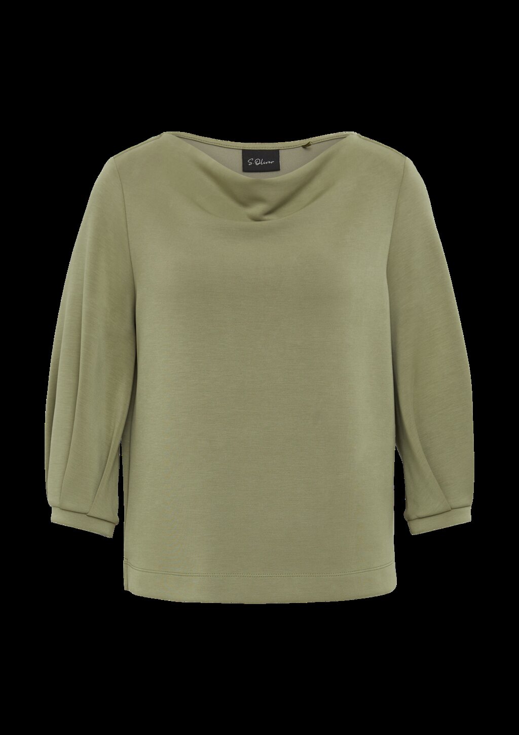 Loose-Fit-Shirt aus Interlockjersey mit Wasserfall-Ausschnitt