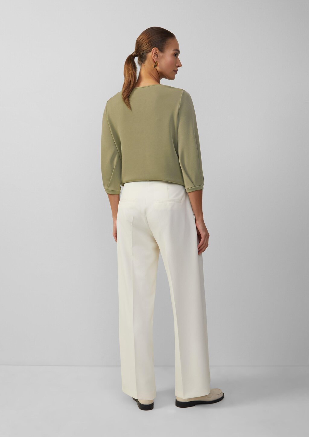 Loose-Fit-Shirt aus Interlockjersey mit Wasserfall-Ausschnitt