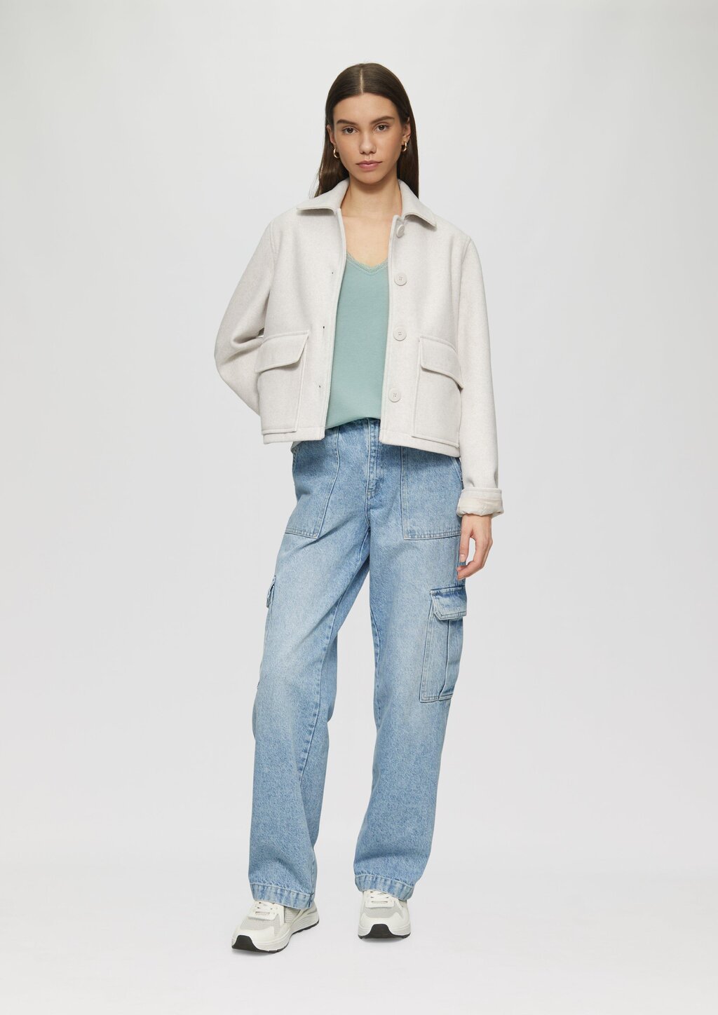 Modalmix-Shirt mit Spitzenblende