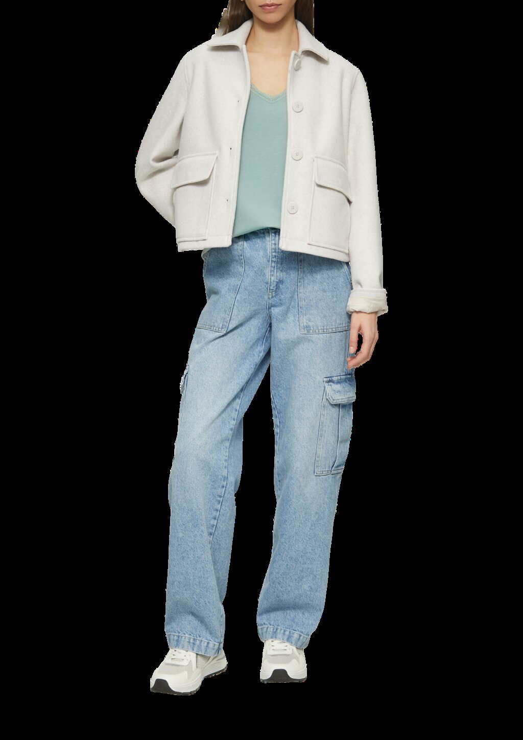 Modalmix-Shirt mit Spitzenblende