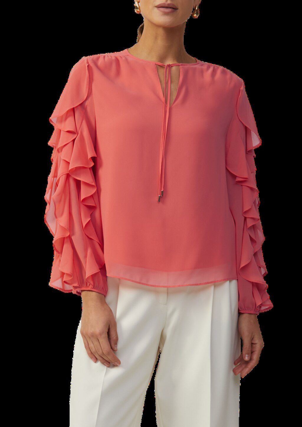 Leichte Chiffonbluse mit Rüschenärmeln