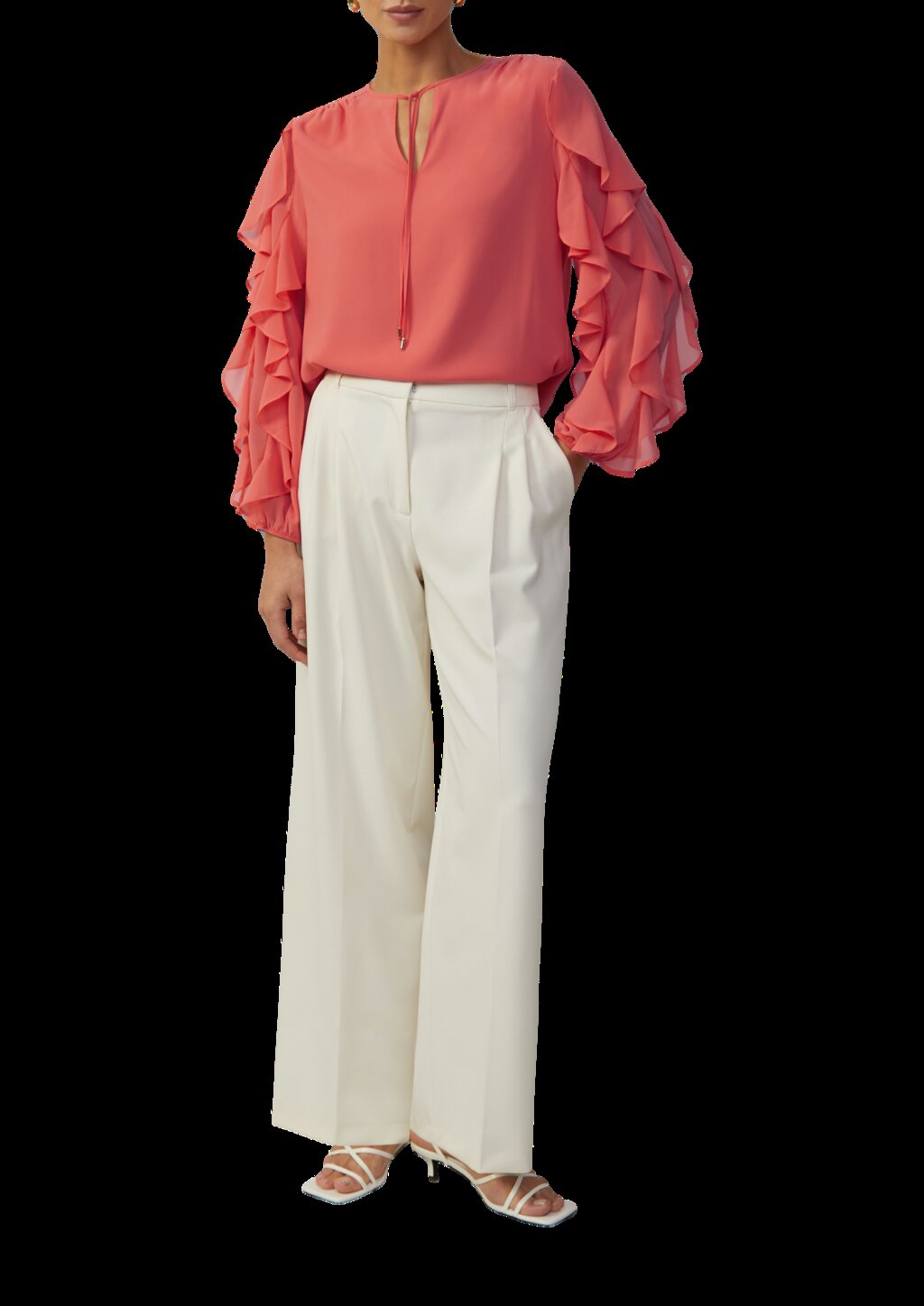 Leichte Chiffonbluse mit Rüschenärmeln