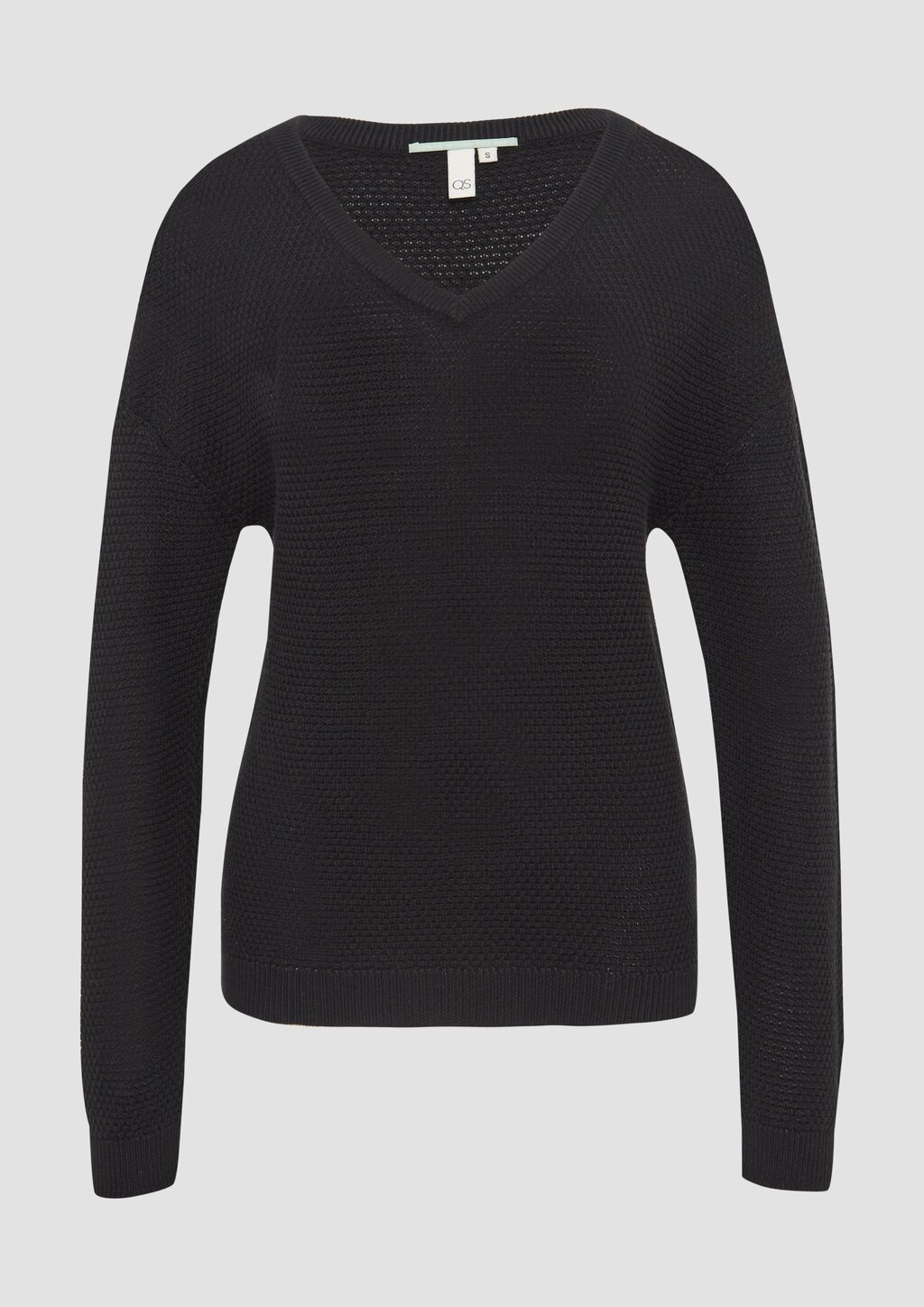 Pullover mit Strukturmuster und V-Ausschnitt