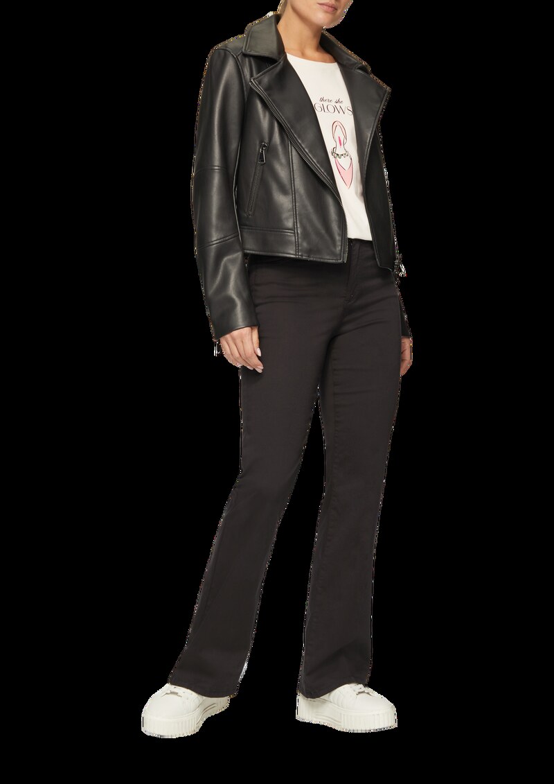 T-Shirt mit Print und Schmucksteinen