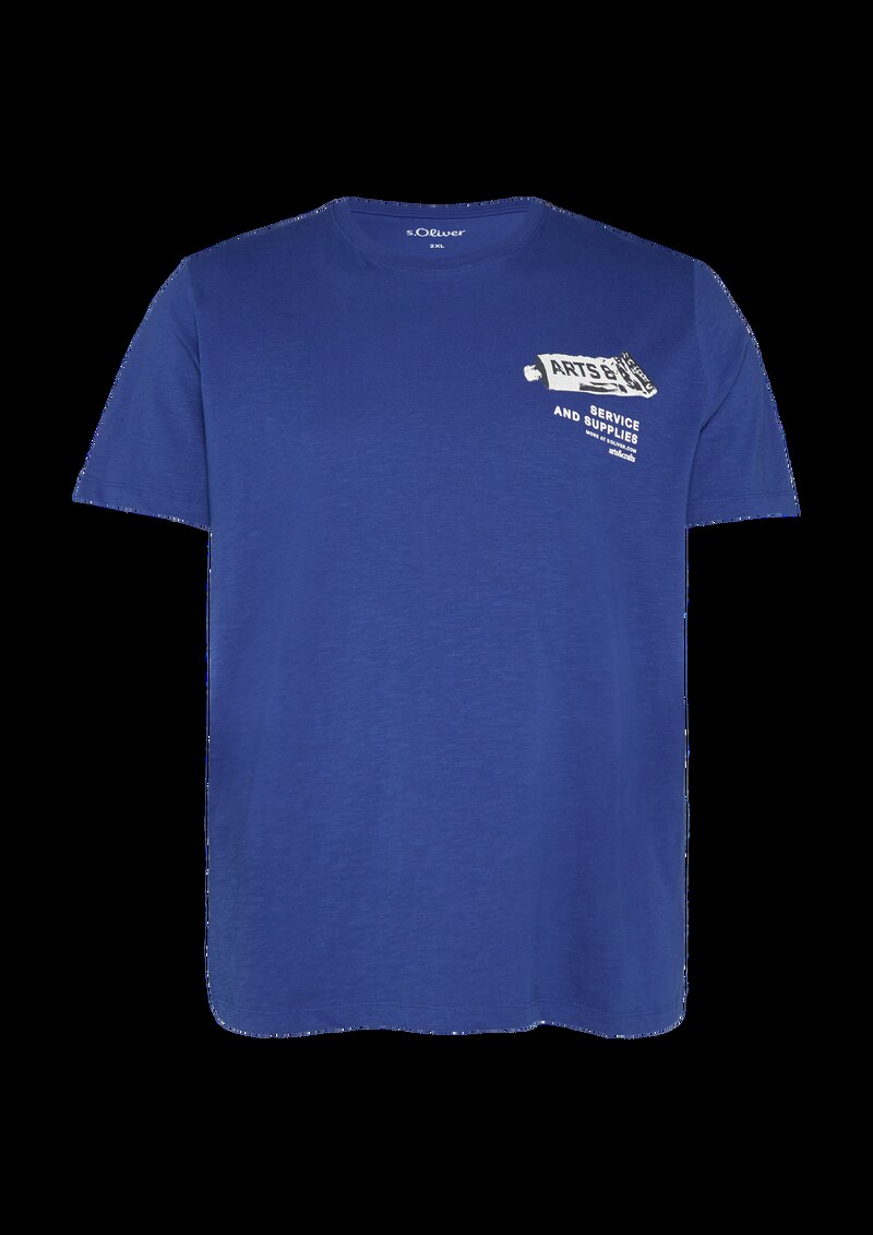 Baumwoll-T-Shirt mit Frontprint und Flammgarnstruktur