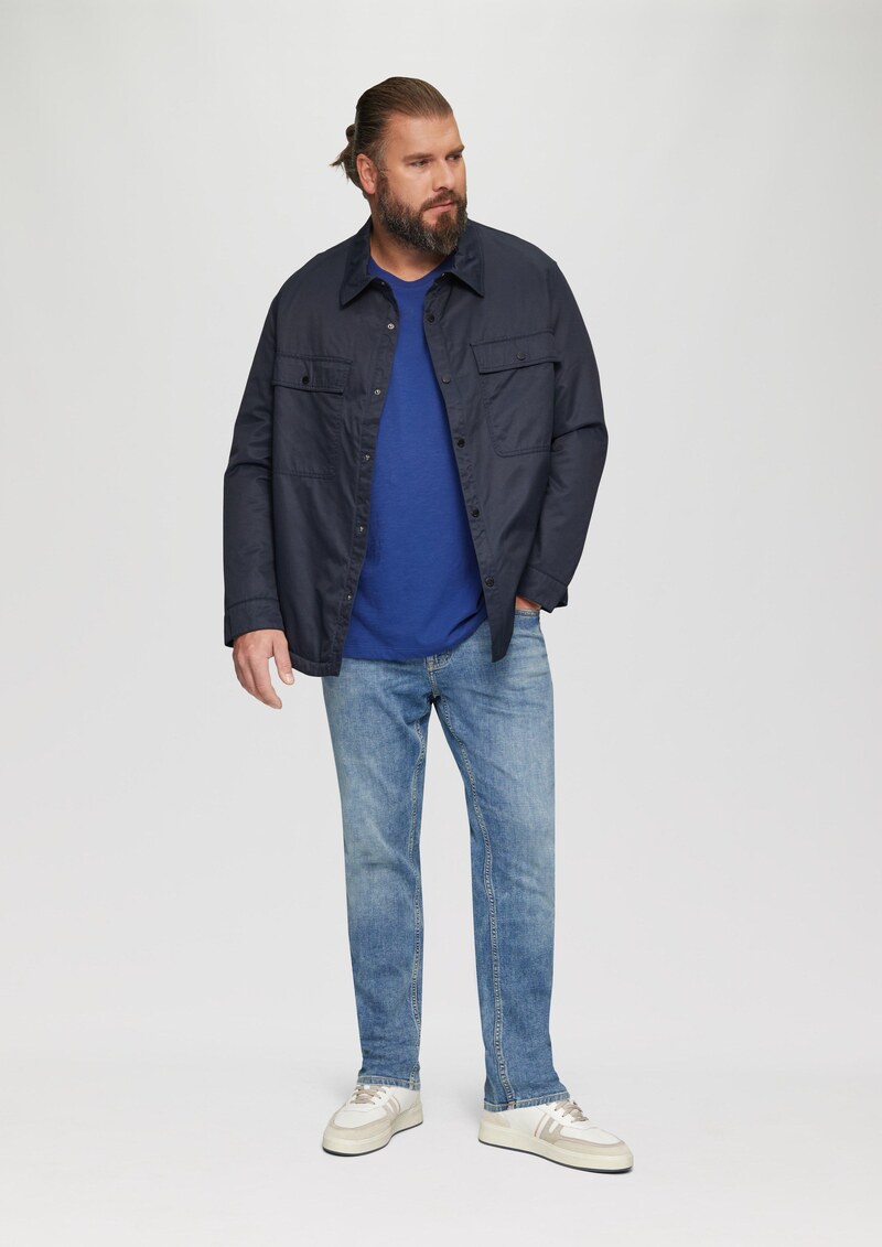 Baumwoll-T-Shirt mit Frontprint und Flammgarnstruktur