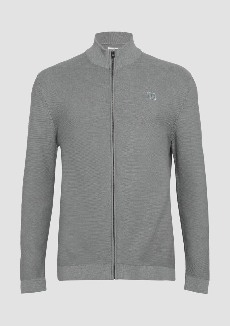 Strukturierte Strickjacke mit Logo-Patch