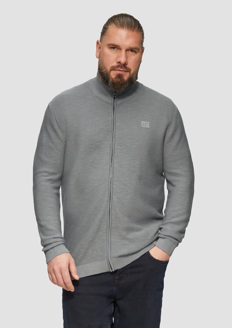 Strukturierte Strickjacke mit Logo-Patch