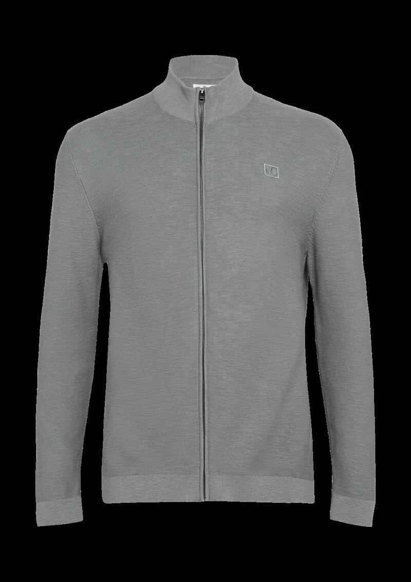 Strukturierte Strickjacke mit Logo-Patch