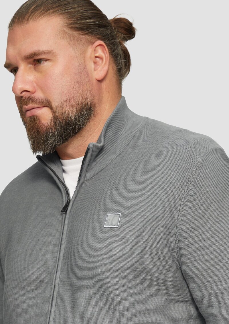 Strukturierte Strickjacke mit Logo-Patch