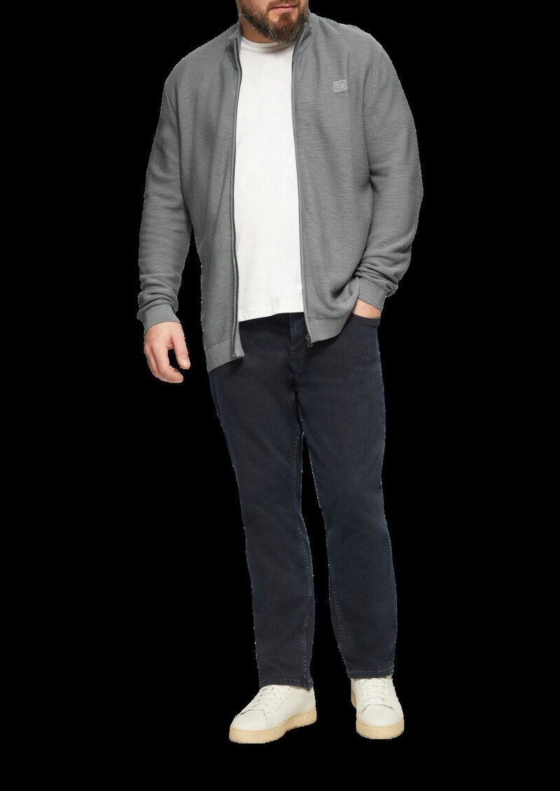 Strukturierte Strickjacke mit Logo-Patch