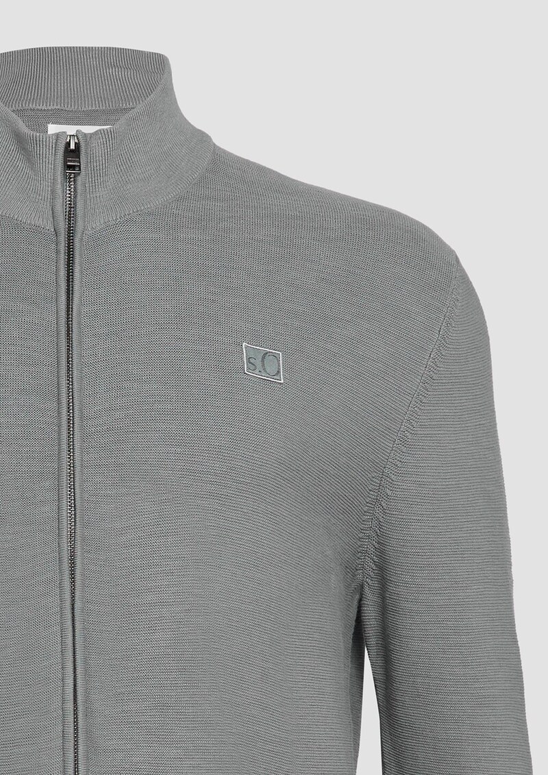 Strukturierte Strickjacke mit Logo-Patch