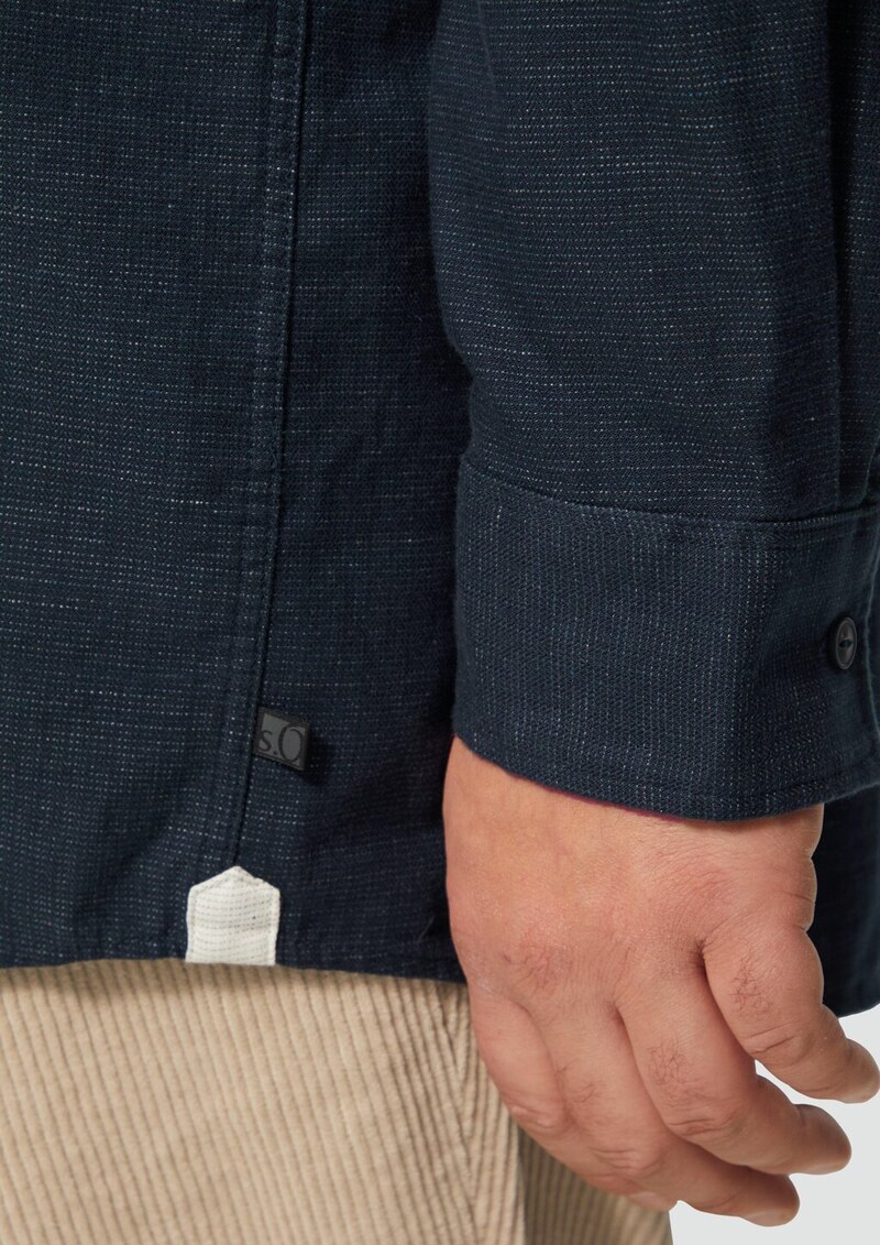 Regular Fit: Strukturiertes Baumwollhemd mit Stehkragen