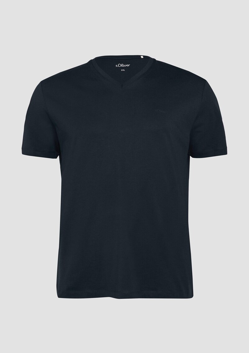 T-Shirt mit V-Ausschnitt und Logo-Print