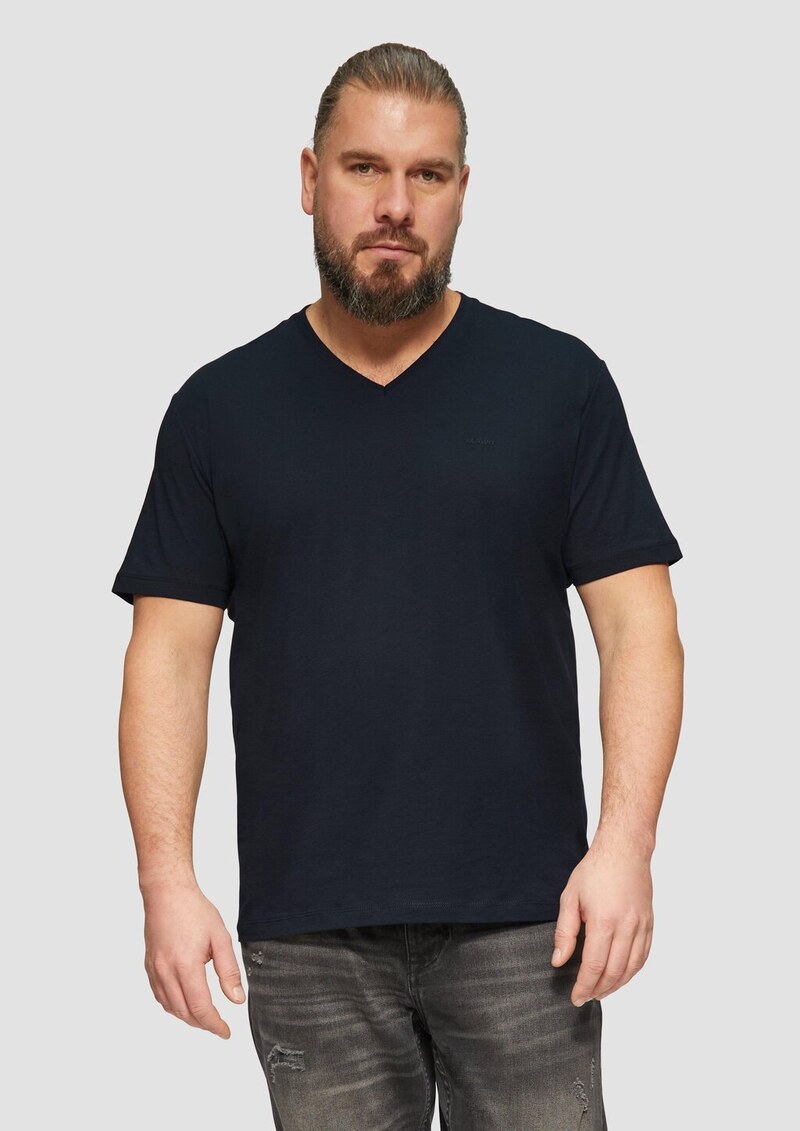 T-Shirt mit V-Ausschnitt und Logo-Print