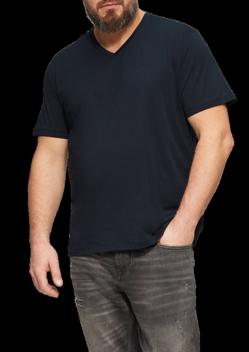 T-Shirt mit V-Ausschnitt und Logo-Print