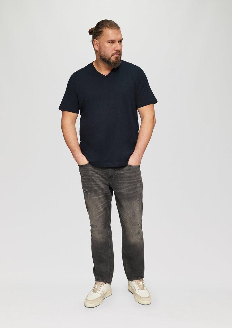 T-Shirt mit V-Ausschnitt und Logo-Print