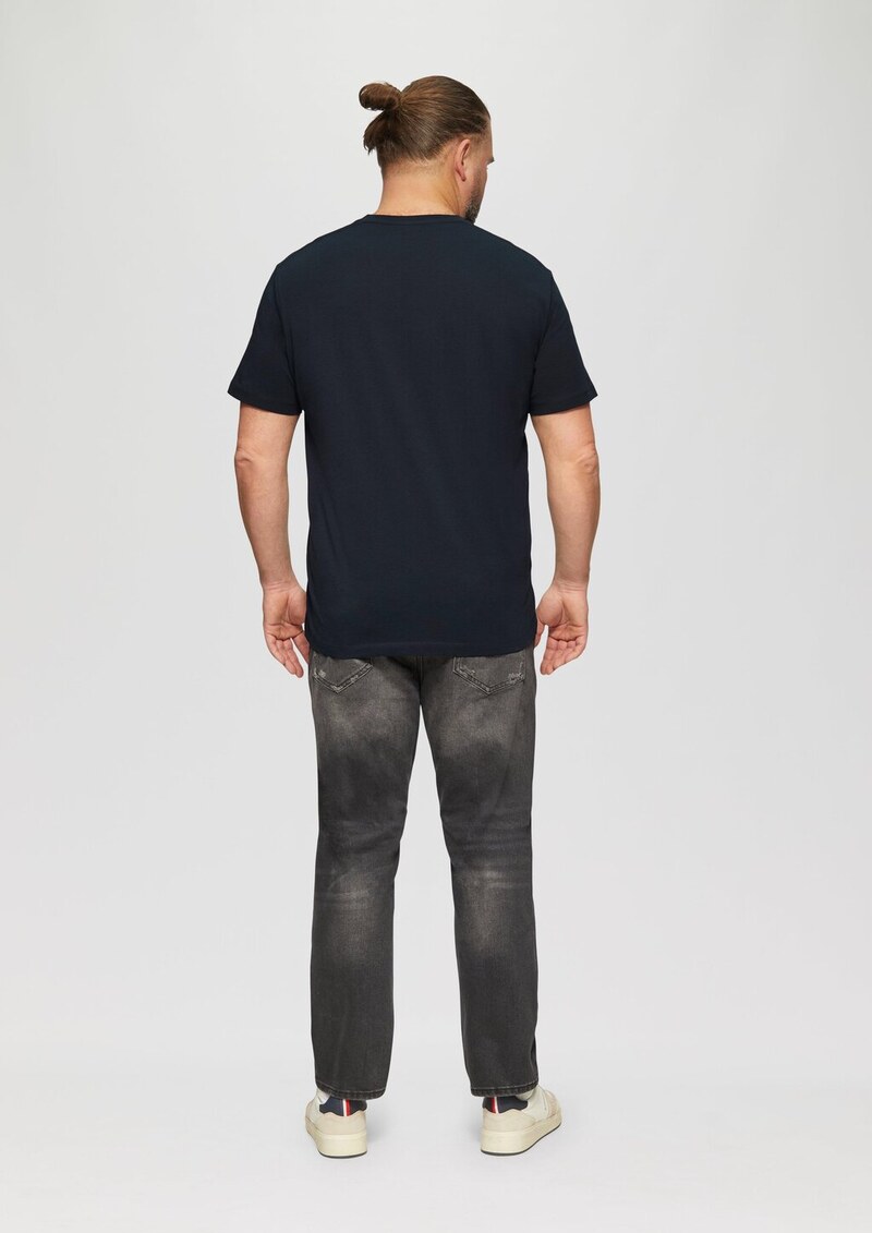 T-Shirt mit V-Ausschnitt und Logo-Print