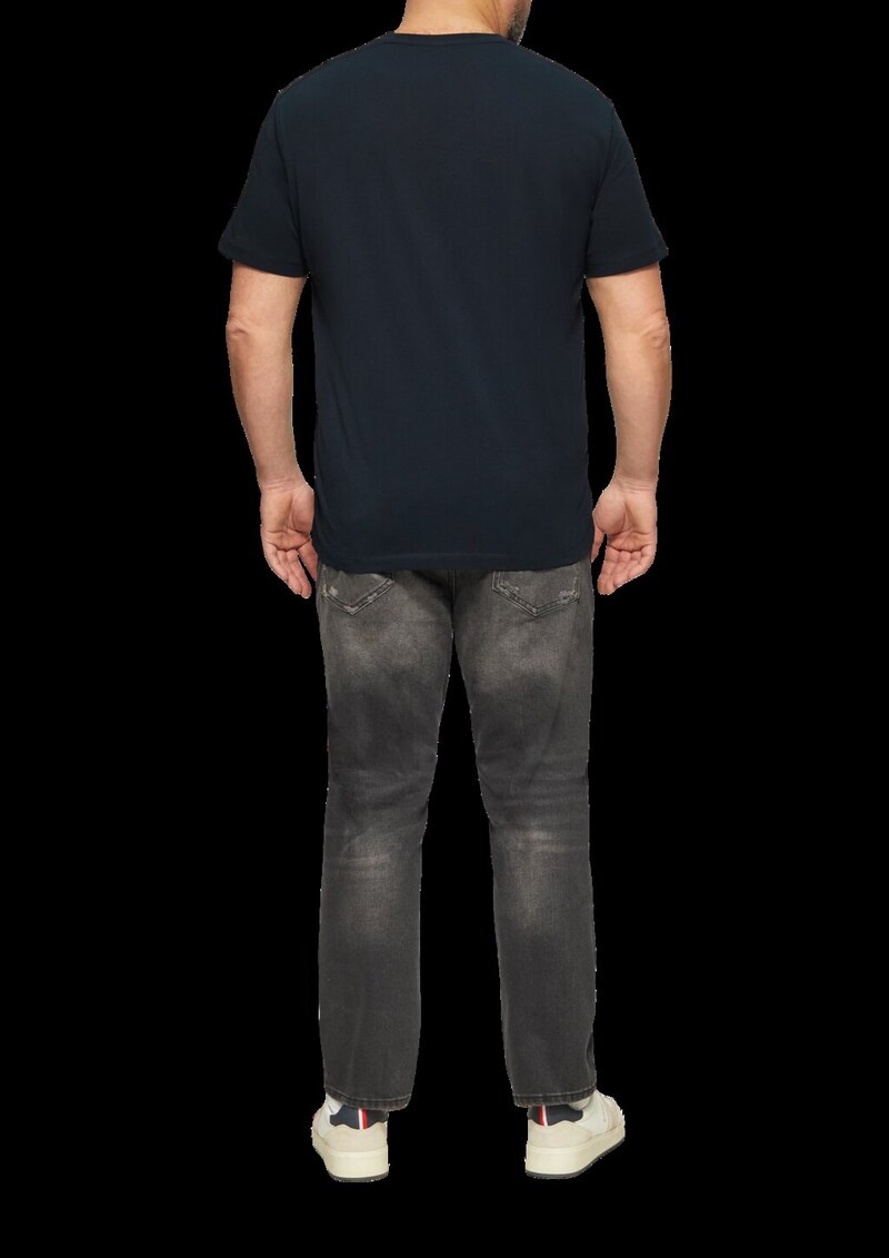 T-Shirt mit V-Ausschnitt und Logo-Print