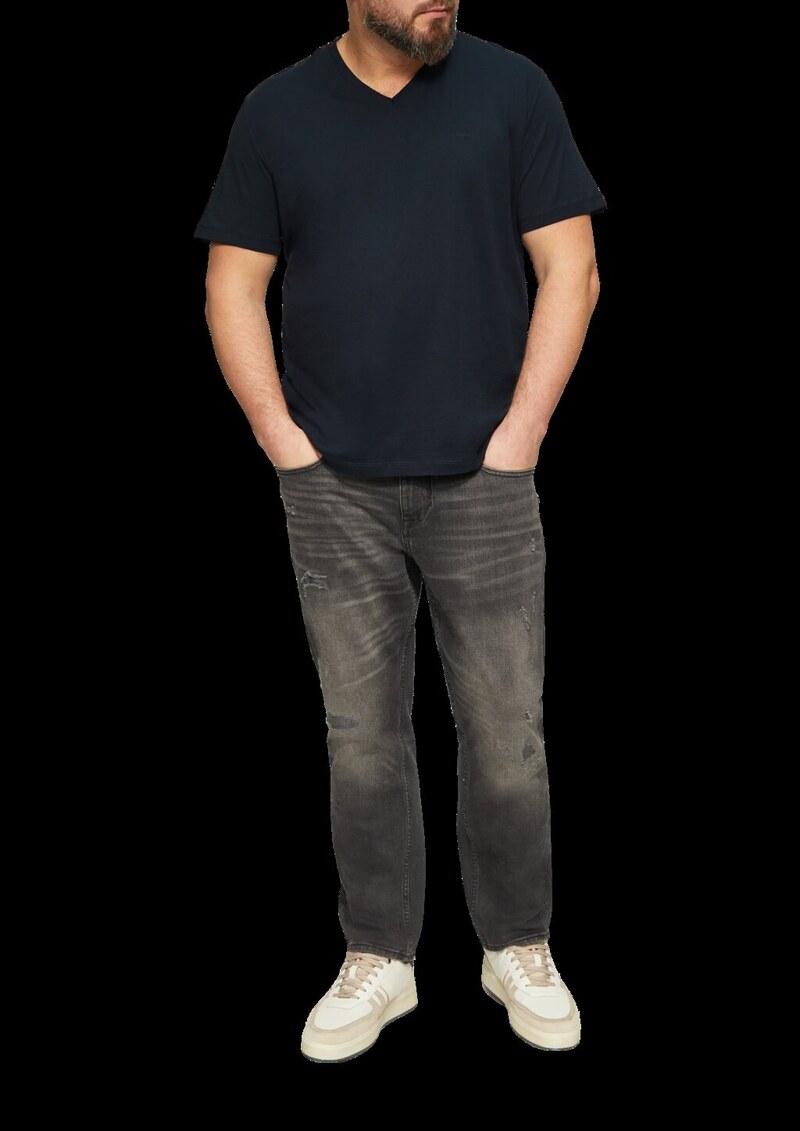 T-Shirt mit V-Ausschnitt und Logo-Print