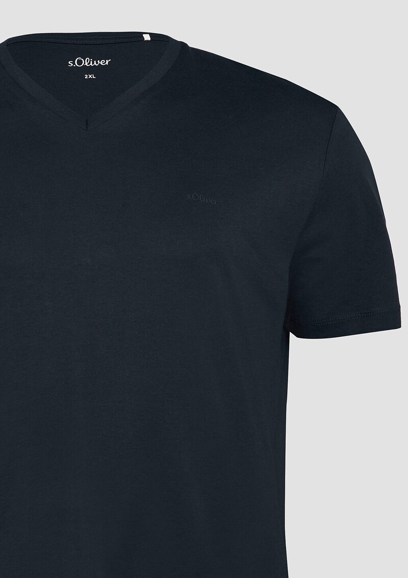 T-Shirt mit V-Ausschnitt und Logo-Print