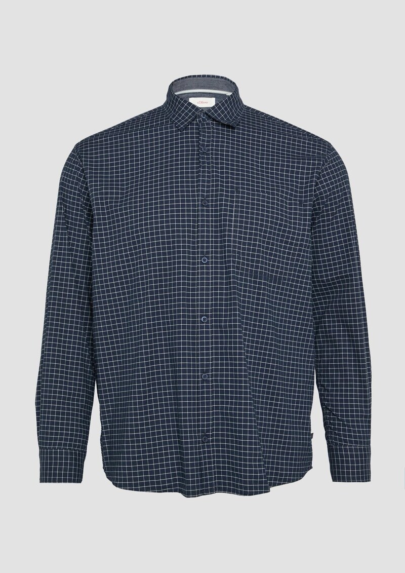 Regular Fit: Kariertes Hemd aus Baumwollstretch mit Brusttasche