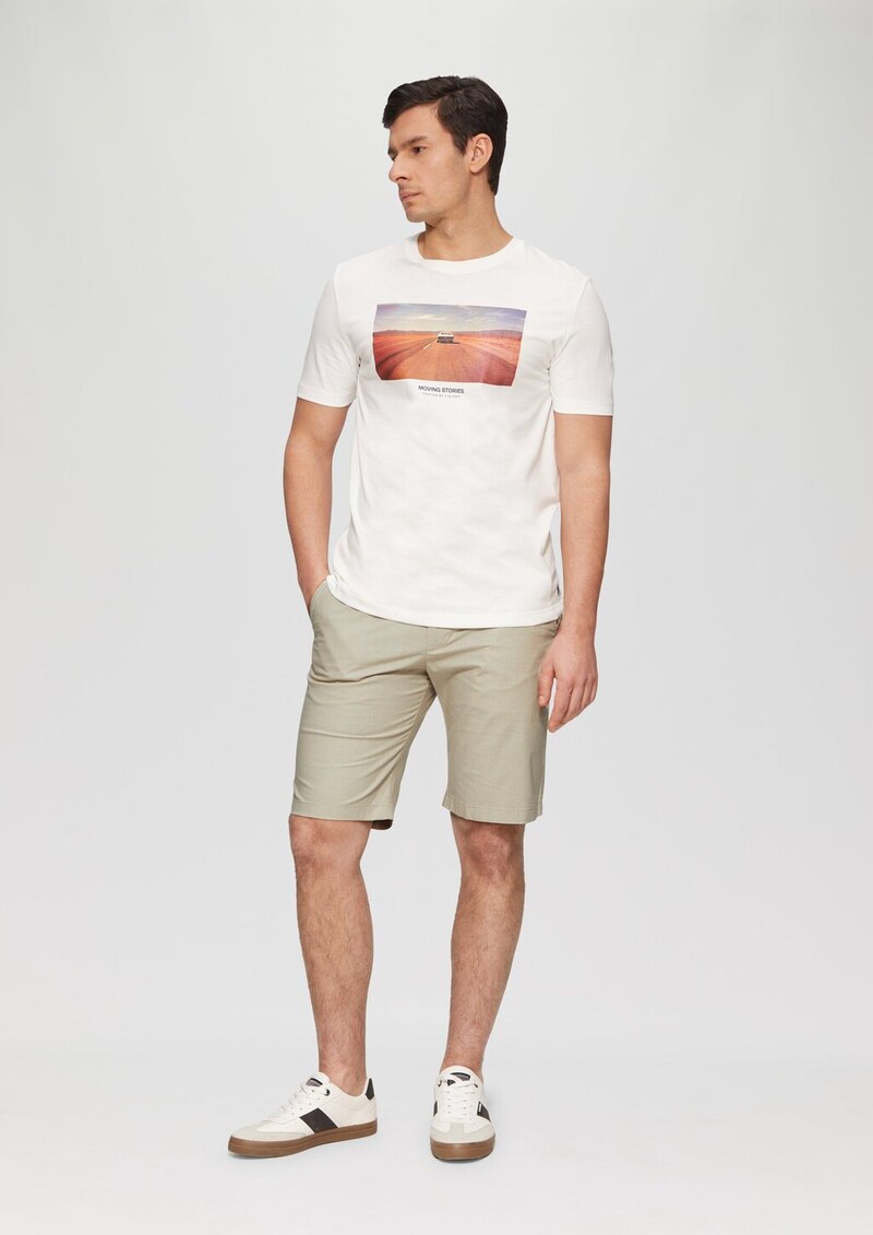 Chino-Shorts aus Baumwollstretch in melierter Optik