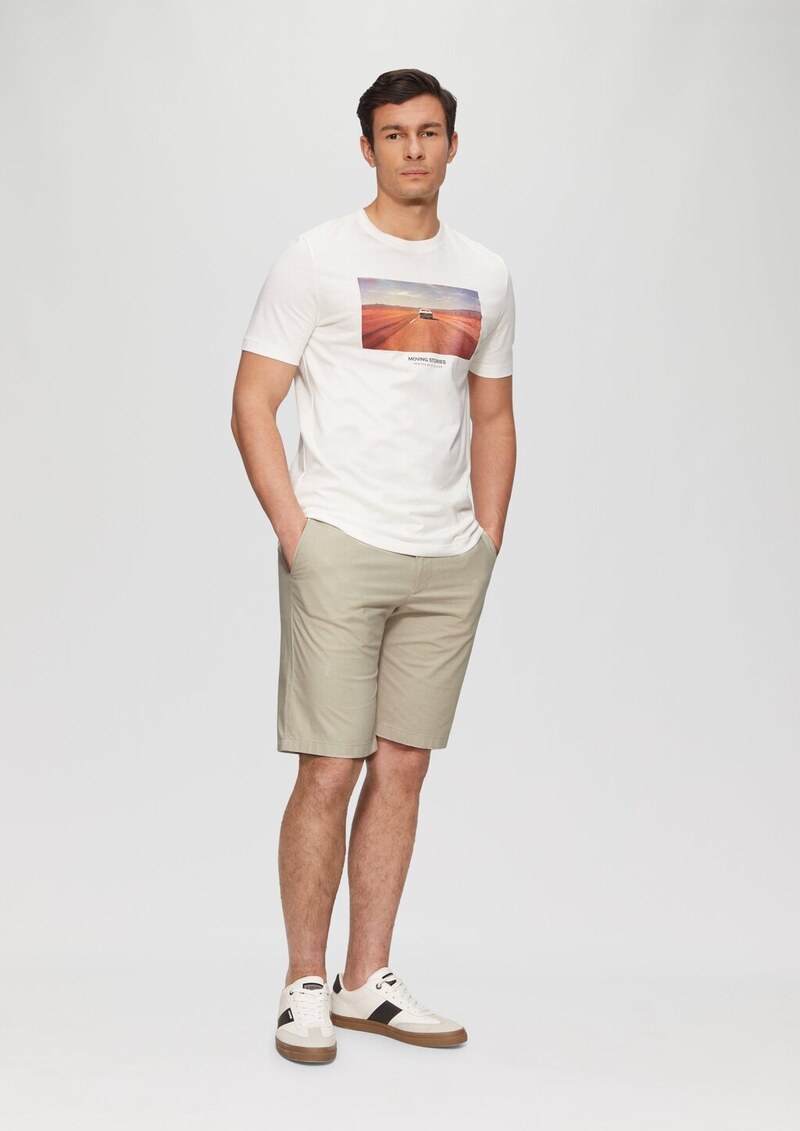 Chino-Shorts aus Baumwollstretch in melierter Optik