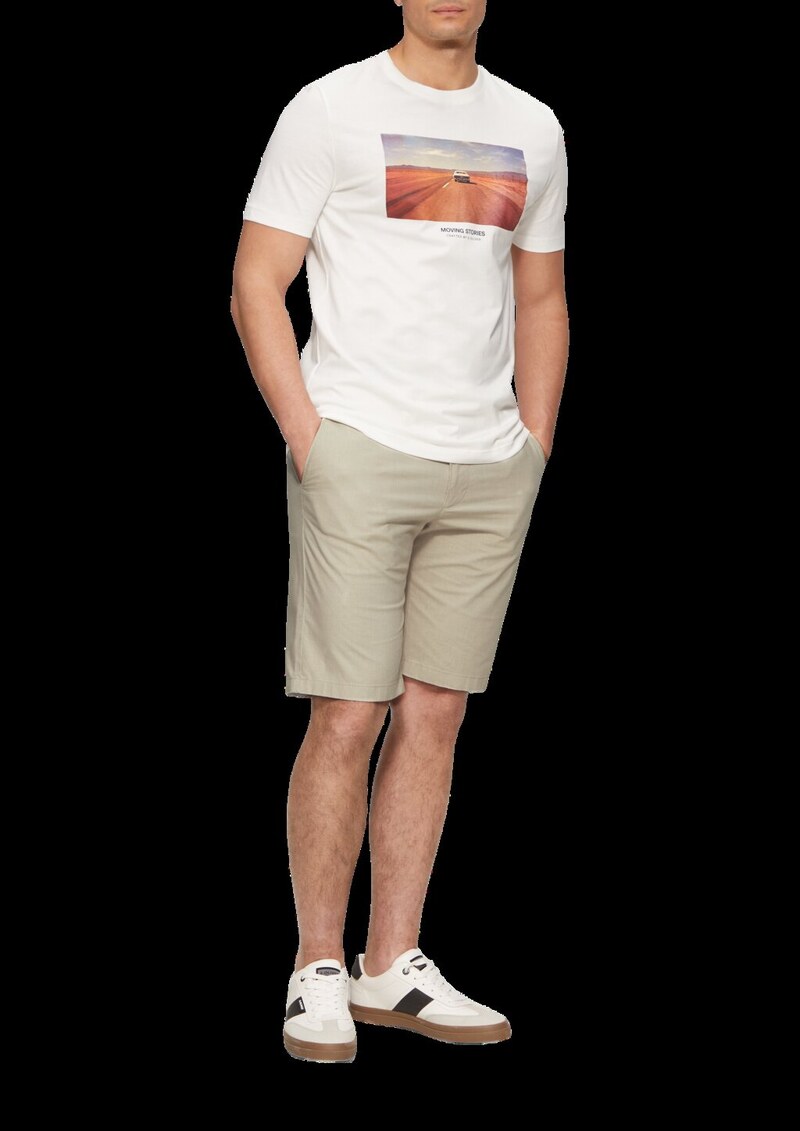 Chino-Shorts aus Baumwollstretch in melierter Optik