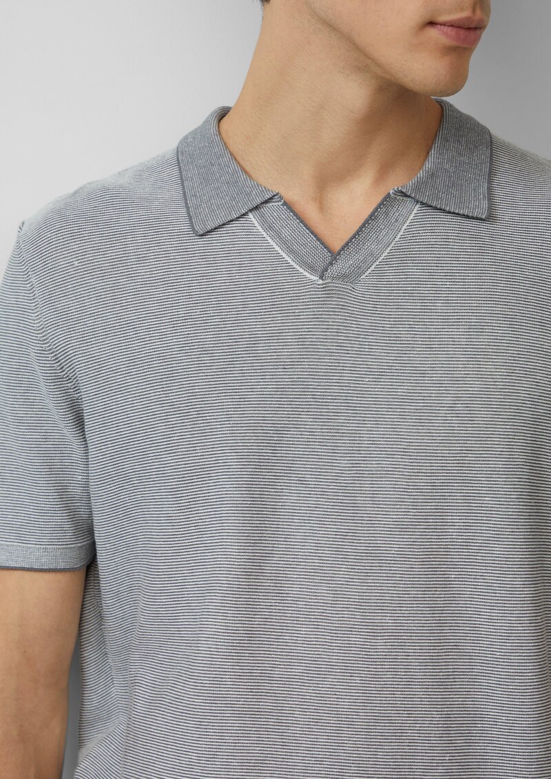 Gestricktes Poloshirt aus Leinenmix