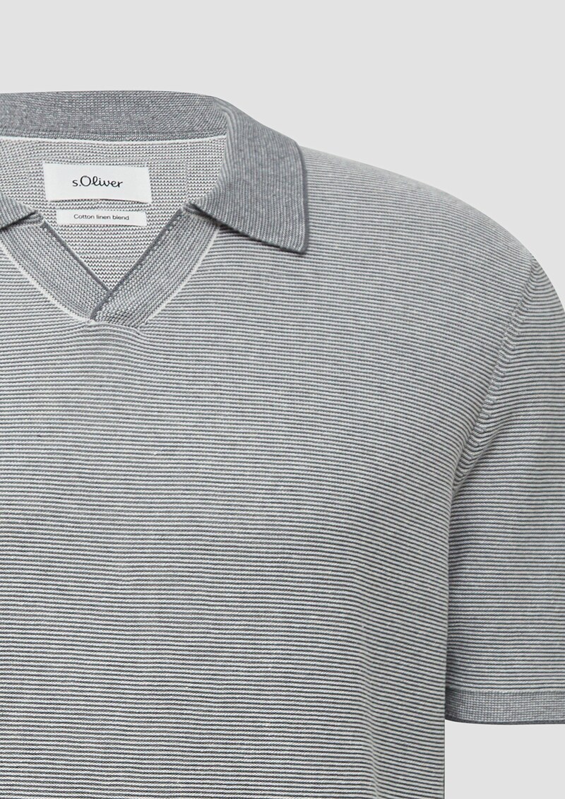 Gestricktes Poloshirt aus Leinenmix