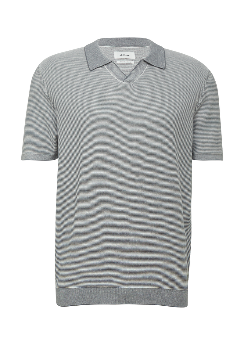 Gestricktes Poloshirt aus Leinenmix