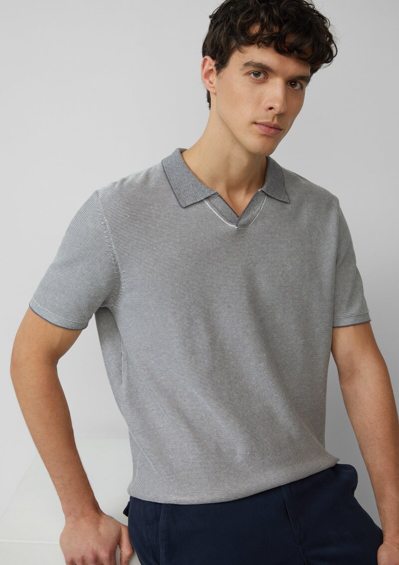 Gestricktes Poloshirt aus Leinenmix