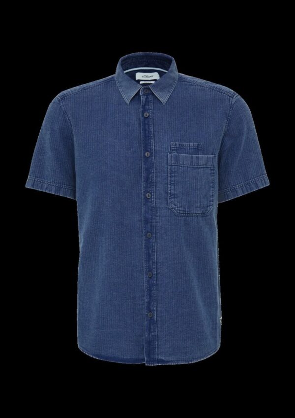 Regular Fit: Hemd mit Fischgrat-Muster und Used Effekt