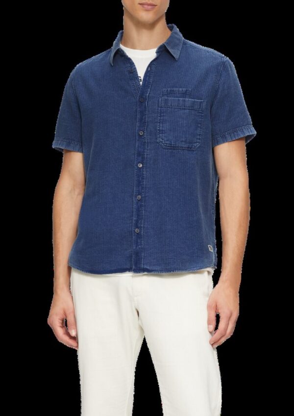 Regular Fit: Hemd mit Fischgrat-Muster und Used Effekt